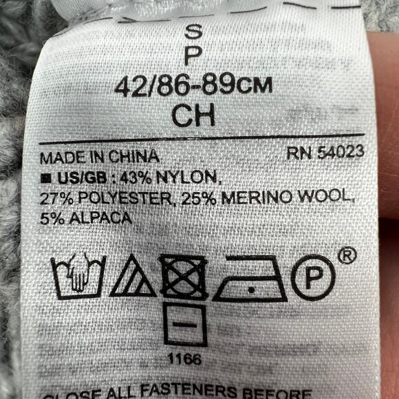 Banana Republic Chunky Turtleneck Zip Merino Wool Alpaca Women Small Gray Mock - Picture 7 of 10